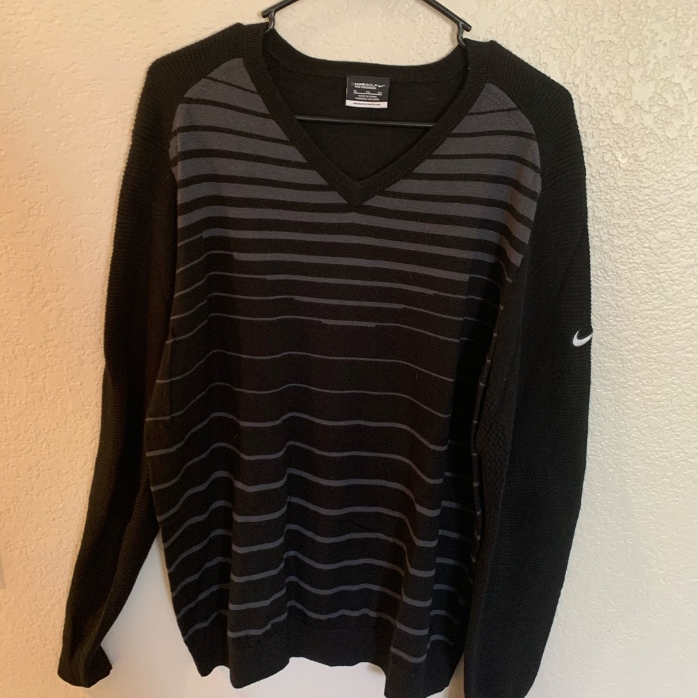 Nike Golf Sweater black grey Wool Mix warm EUC!